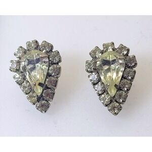 Unbranded Teardrop Rhinestone Stud Earrings Womens OS Yellow Silver Good Halo